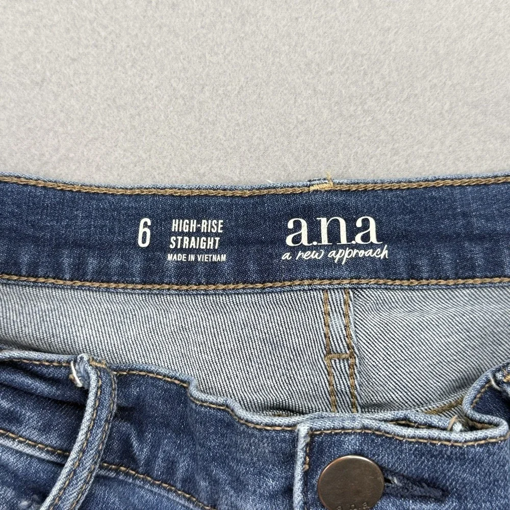 ANA Women's‎ Jeans Size 6 High Rise Stretch Panel Straight Leg Crop Raw Hem